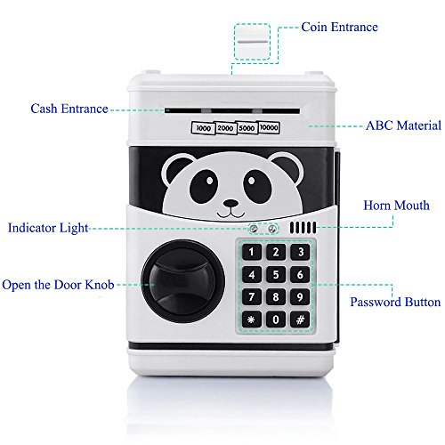 TOPBRY Cartoon Electronic Password Piggy Bank Cash Coin Can,Auto Scroll Paper Money Saving Box Best Toy Gifts for Kids - Thumbnail 2
