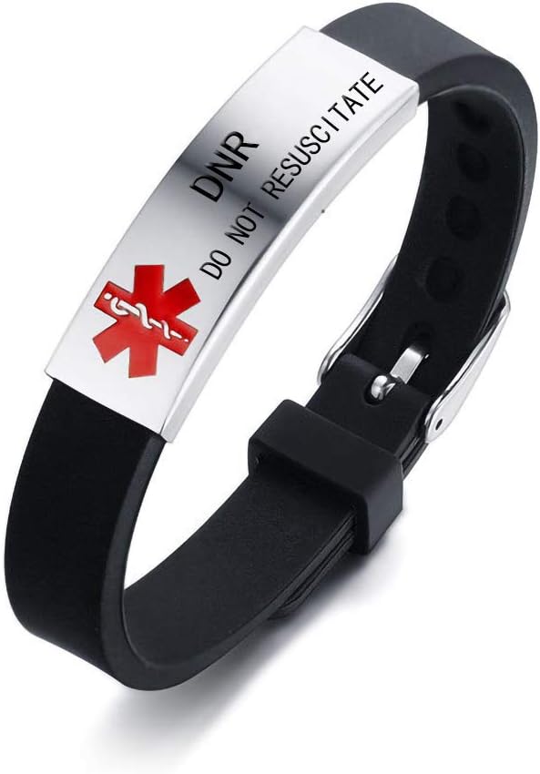 Medical Alert Customized ID Bracelet Free Custom Engraving Personalized Gift Adjustable Wristband for Men Women in Emergency First Aid