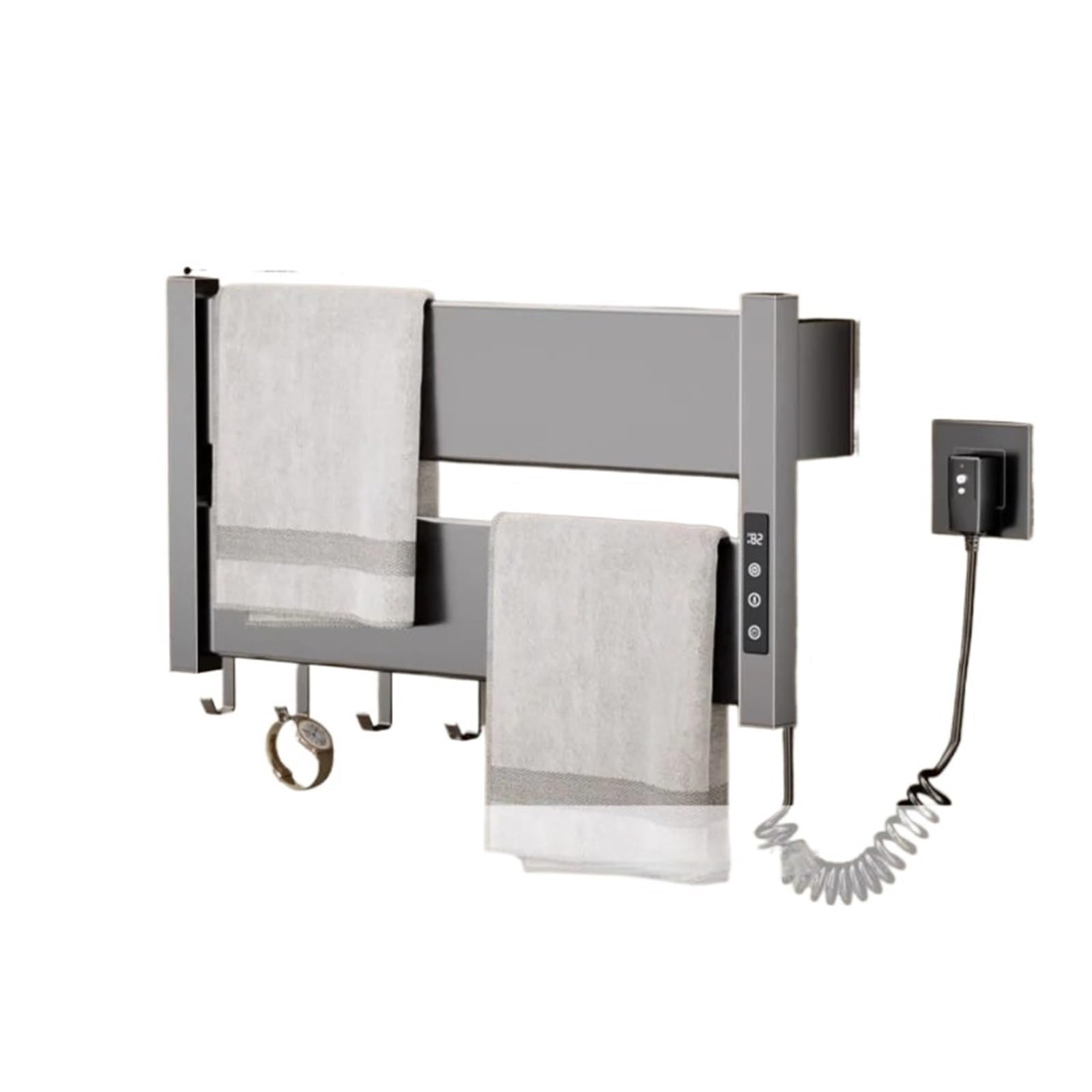 Portasciugamani Elettrico A Temperatura Controllata for La Casa, Riscaldamento, Stendibiancheria, Hotel, Portasciugamani Non Perforato, Accessori for Il Bagno Sicuro Efficace(Right,Gray)