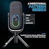 JLab JBuds Talk USB Gaming Streaming Microphone, White, USB-C Output, Cardioid, Omni, Stereo, Bi-Directional, 96k Sample Rate, Volume Control, Gain Control, and Quick Mute, 3.5mm AUX, Plug and Play