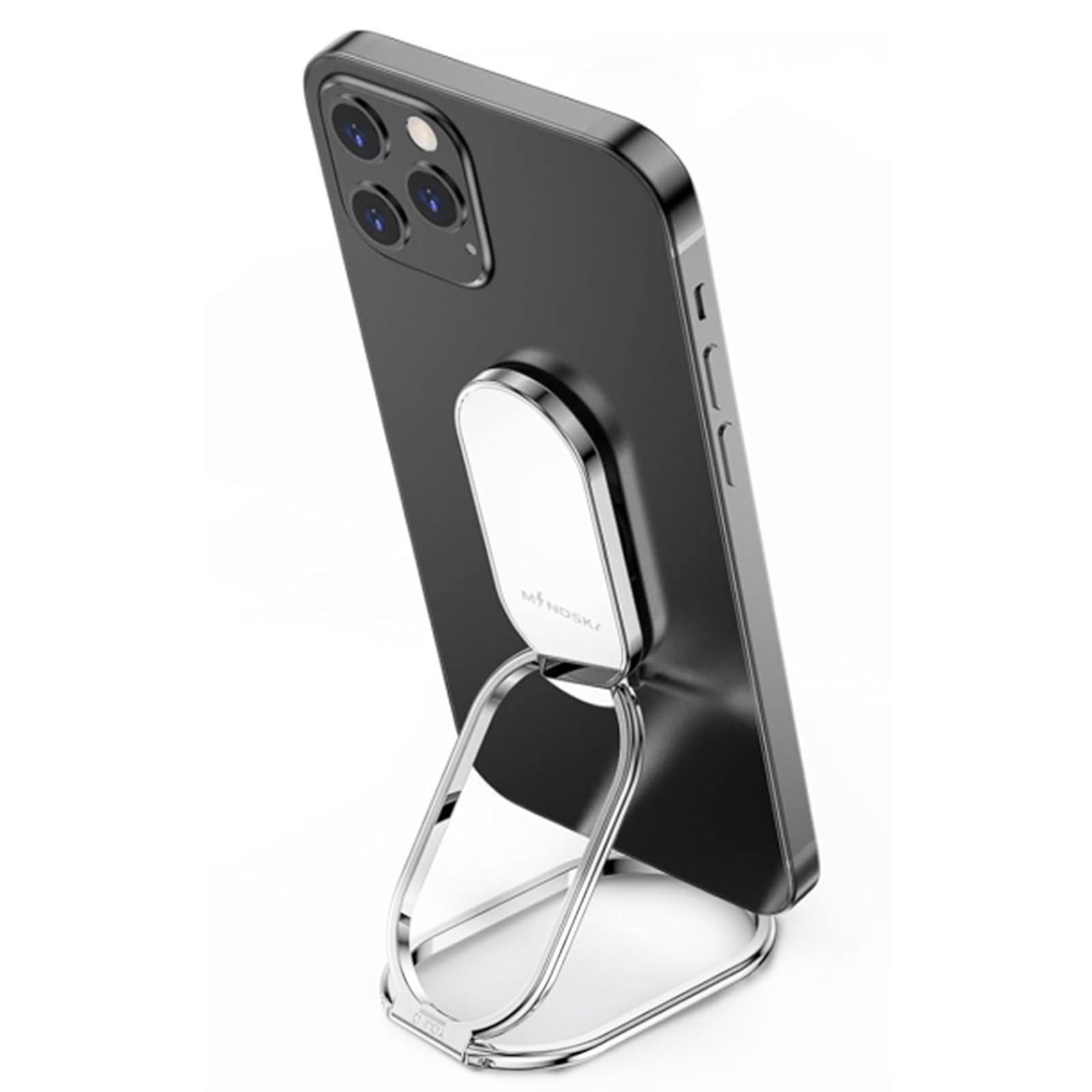 Phone Ring Holder Finger Kickstand 360°Rotation Cellphone Back Grip Foldable Cell Phone Stand for Desk Compatible with iPhone iPad Smartphones Tablets (Silver)