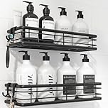 Kitsure Shower Caddy - 2-Pack Rustproof Bathroom Shelves, Large Capacity Adhesive Shower Shelf No Drilling, Space-Saving Storage of Bathroom Essentials, W30.0cm, Black