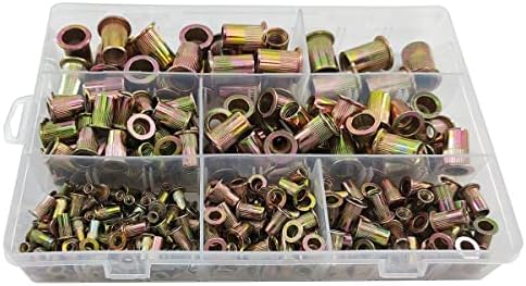300 pcs Zinc Plated Carbon Steel Rivet Nut Set Threaded Rivet Nut Insert Nutsert Assortment Kit M3 M4 M5 M6 M8 M10 M12
