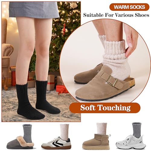 Merino Wool Boot Socks Thermal Winter Warm Thick Cozy Hiking Socks for Men Women 3 Pairs4
