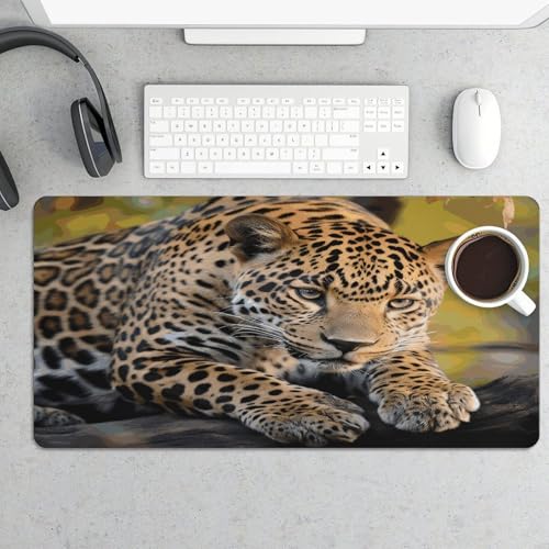 Alfombrilla para mouse grande antideslizante estilo leopardo africano miniatura 5