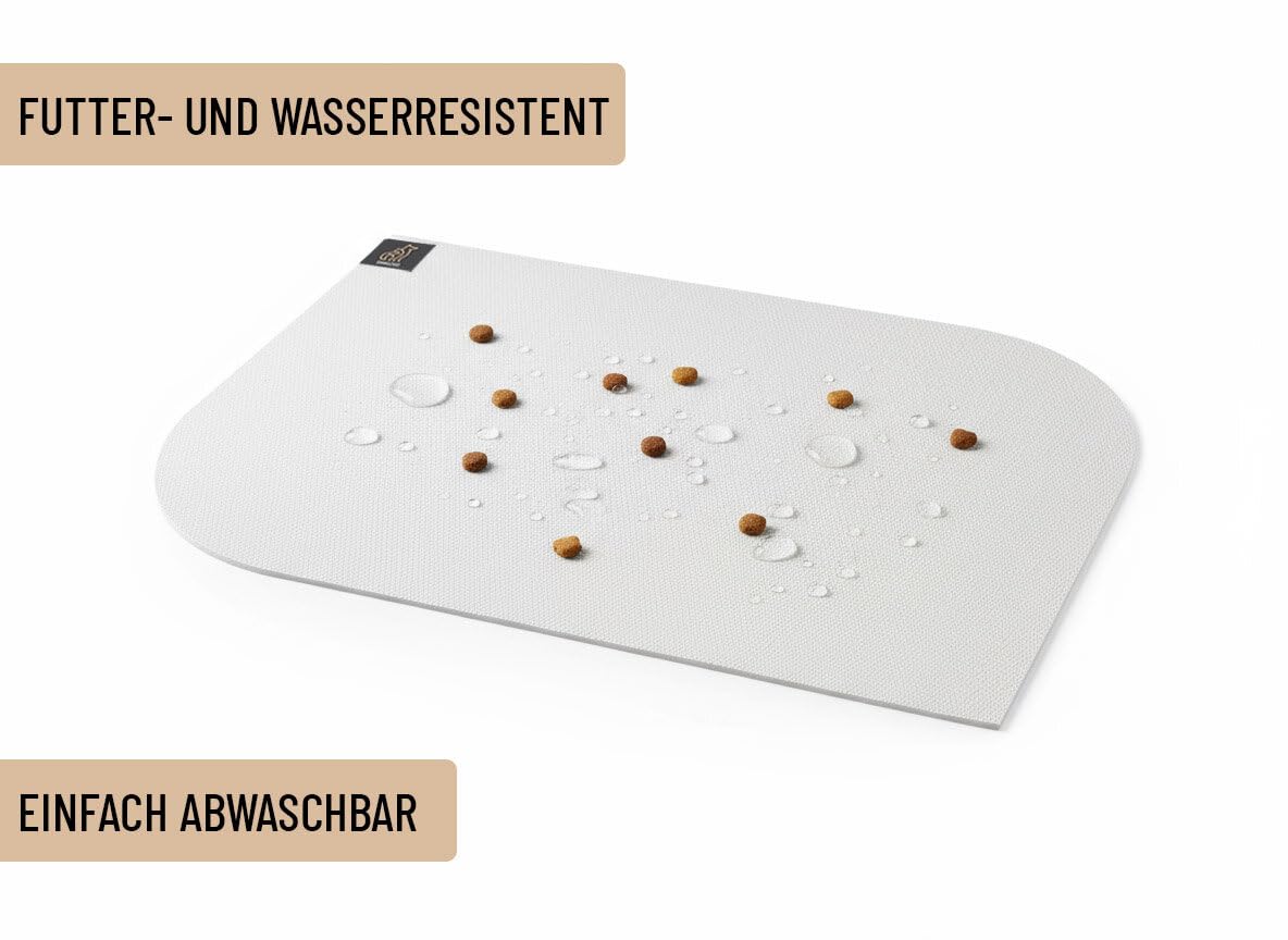 Napfunterlage „Blatt“ – schadstofffrei Öko-Tex Zertifiziert, beidseitig rutschfest & waschbar – Futtermatte für Hund & Katze, Made in Germany Olivgrün 40 x 60 cm