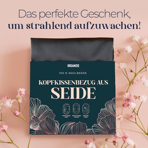 Dreamzie - Seidenkissenbezug 65x65cm - 100% Seide - Dunkelgrau – Ansicht 6