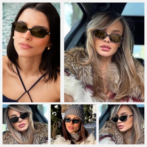 Retro Rectangular Sunglasses for Women Trendy Small 90s y2k Square Sun Glasses UV Protection Travel Goggles3
