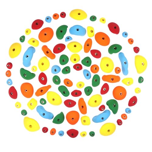 Atomik Rock Climbing Holds Set of 90 Bolt-On Steep Walls in Assorted Bright Tones