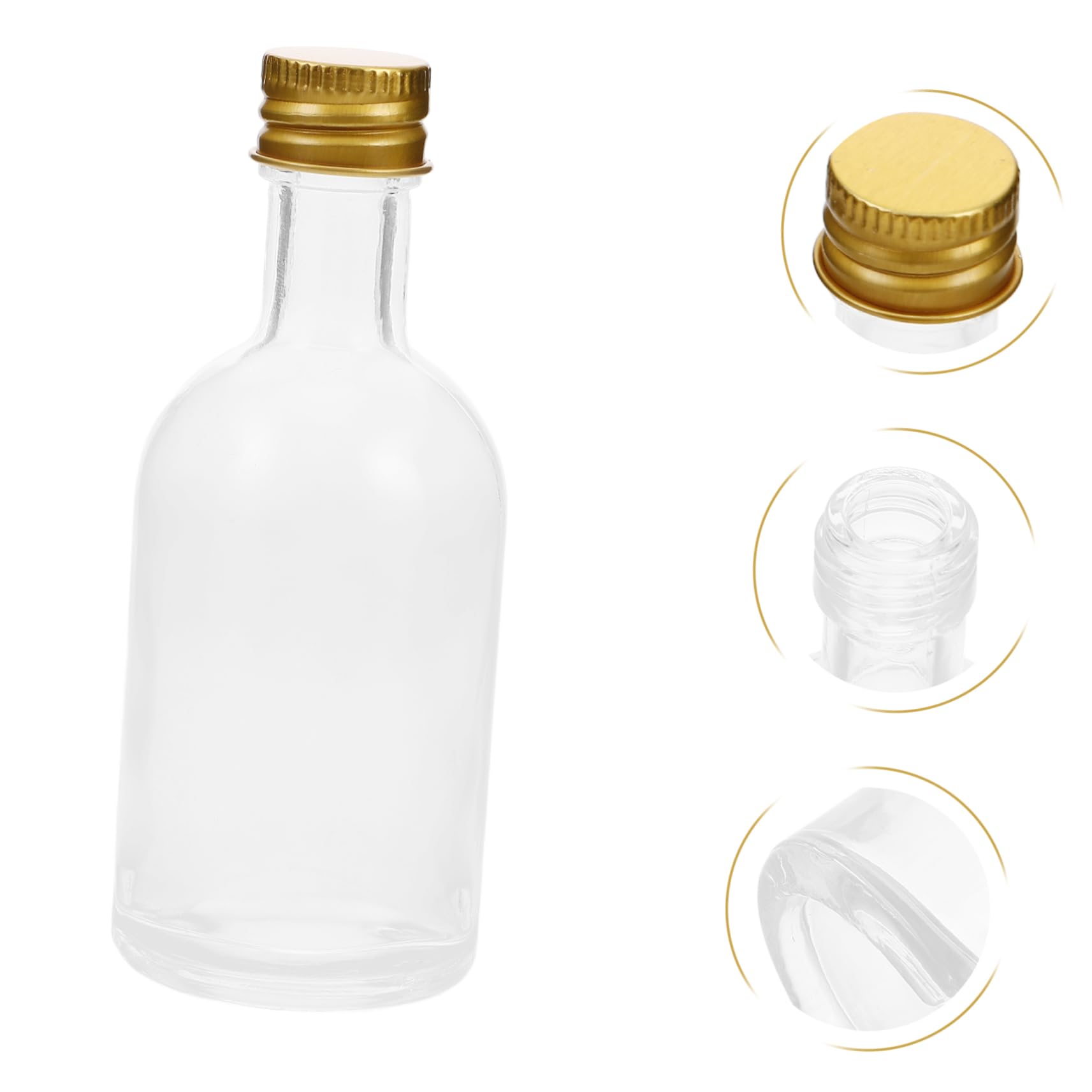 Levemolo 10 Kleiner Flaschen aus Glas mit Deckel 50ml Tragbar und Benutzerfreundlich Transparente Kleine Fläschchen zum Aufbewahren Verschiedener Flüssigkeiten