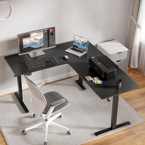 Image of FEZIBO 75 * 63 L Shaped Standing Desk, Electric Height Adjustable L Shaped Desk, Suitable for Home Office, Black