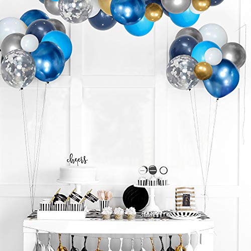Image of 5 inch Metallic Blue Balloons, 100 pcs Thick Shiny Chrome Blue Latex Party Balloon (Metallic Blue)