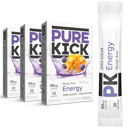 PURE KICK Energy Singles To Go Drink Mix, Mango Acai, 6 Count (Pack of 3) image 2