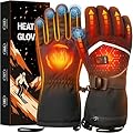 Heated Gloves, Rechargeable Heated Gloves for Men Women, Waterproof Electric Heating Ski with Touchscreen for Cold Weather Motorcycle Skiing Snowboarding Hiking Hunting Gifts (Black,XL)