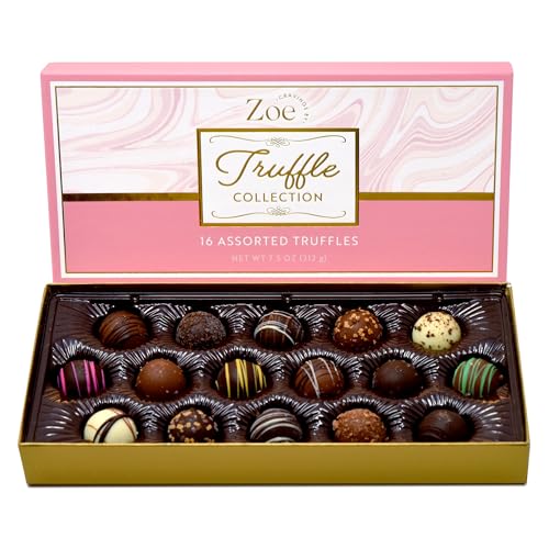 CRAVINGS BY ZOE Anniversary and Birthday Chocolate Truffles Gift Box | 16 Count | Assorted Gourmet Milk & Dark Chocolate Candy Food Gift Basket Anniversary, Holiday, Thank You Men Women Mom Her