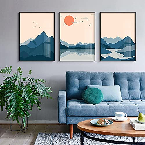 Paysage nordique toile peinture océan pour habiller un grand mur vide de salon