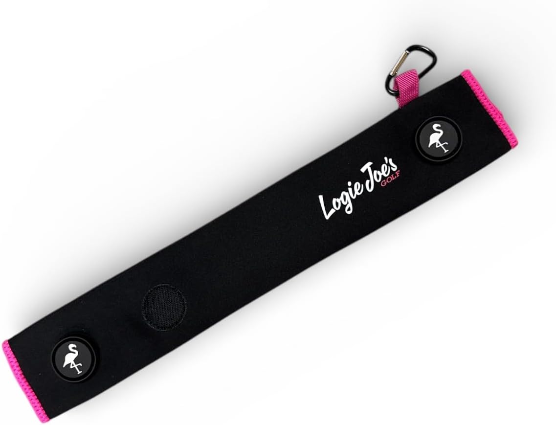 Logie Joe's Magnetic Golf Cart Strap Sleeve | Neoprene Rubber | Dual Accessory Magnets | Glove Holder | Carabiner Bag Attachment | 18.5 x 3.5 in