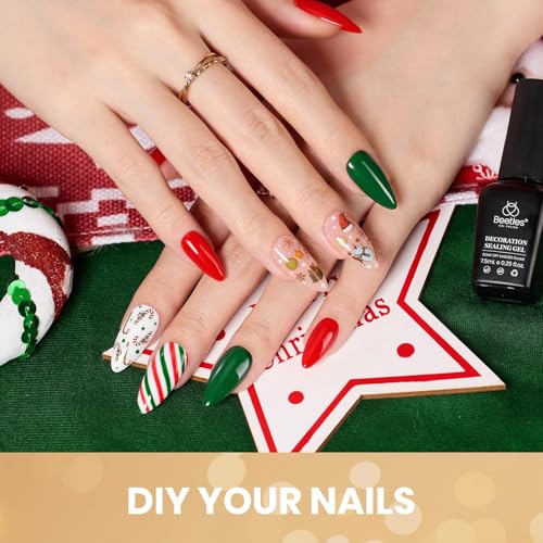 Image of Beetles Green Red Gel Polish Set - Red Green Gel Polish Classic Summer Colors Soak off UV Led Lamp Needed Manicure Salon DIY Home Prelude of Celebration
