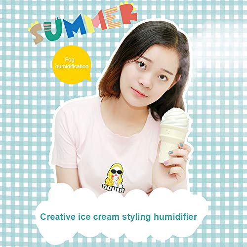 Anself Car Interior Office Umidificador de ar em forma de sorvete Mini criativo USB Night Lamp Umidi