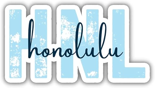 HNL Honolulu Hawai'i Airport Code Travel Sticker, Multiple Colors, Vinyl Laptop Water Bottle Planner Journal, Places I've Been, Luggage Decal (Blue)