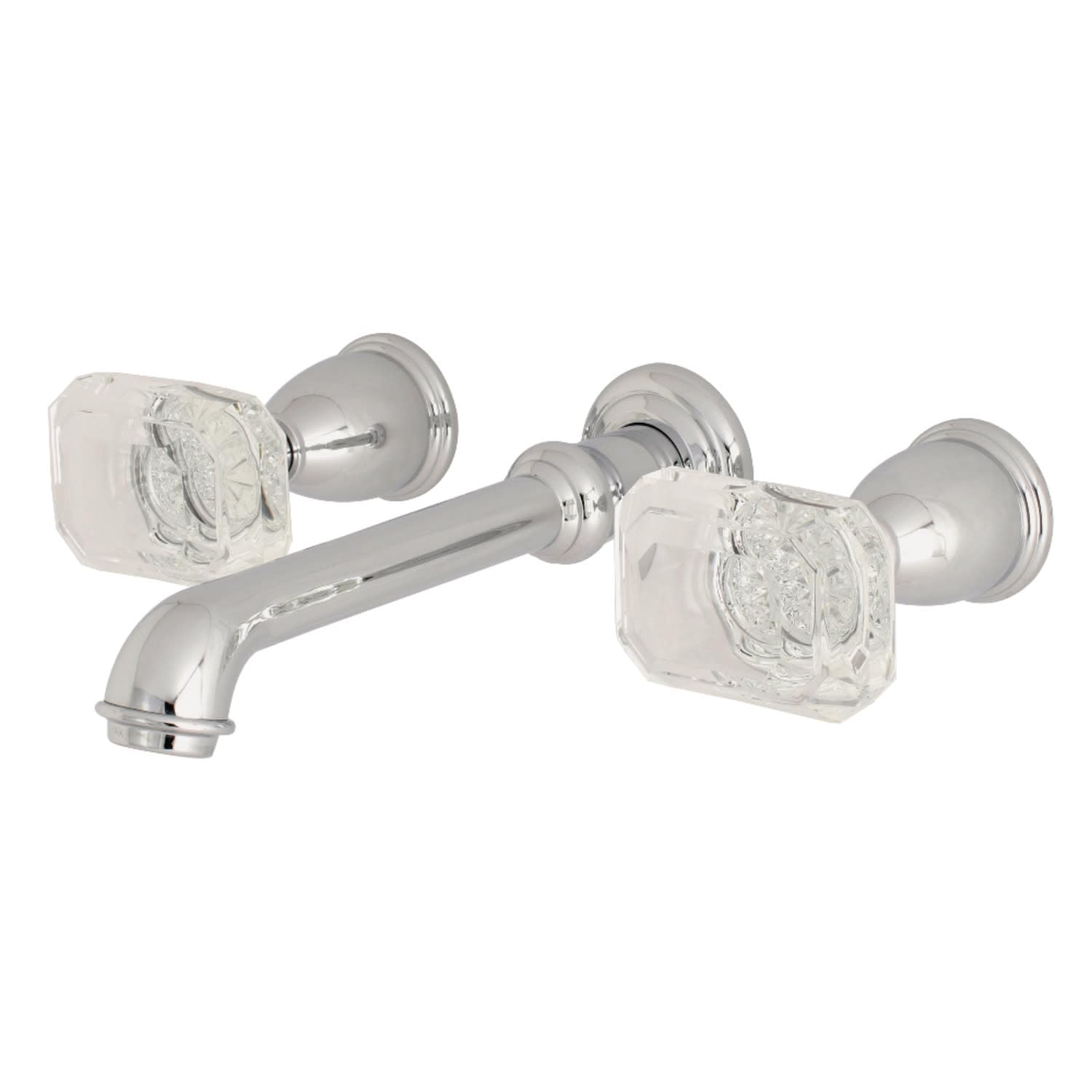 Robinet de lavabo mural haut de gamme Kingston Krystal Onyx chromé poli