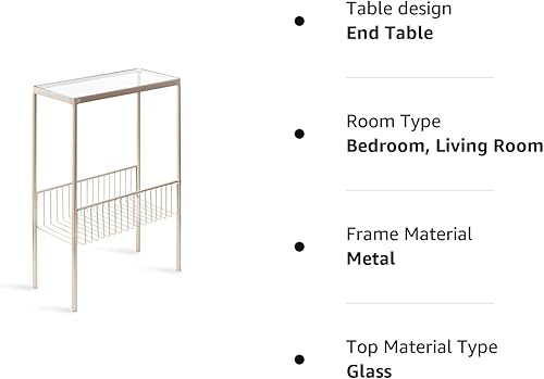 Miniatura 9 de Kate and Laurel Trubey - Mesa auxiliar moderna, 15.75 x 8 x 24.6 pulgadas, color plateado, mesa auxiliar contemporánea con parte superior de cristal