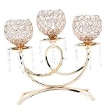 Jili Online 36cm Tall Crystal Floor Candelabra for Wedding Flower Candlelight Dinner Table Decorativ