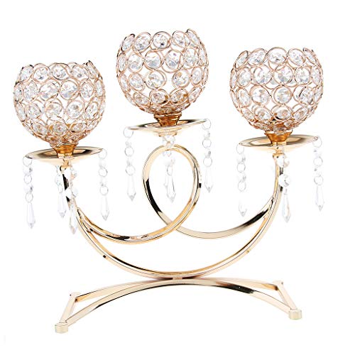 Jili Online 36Cm Tall Crystal Floor Candelabra For Wedding Flower Candlelight Dinner Table Decorative Centerpiece Dining Room Table Decoration/Holiday Decoration - Gold, As Described #TOP30