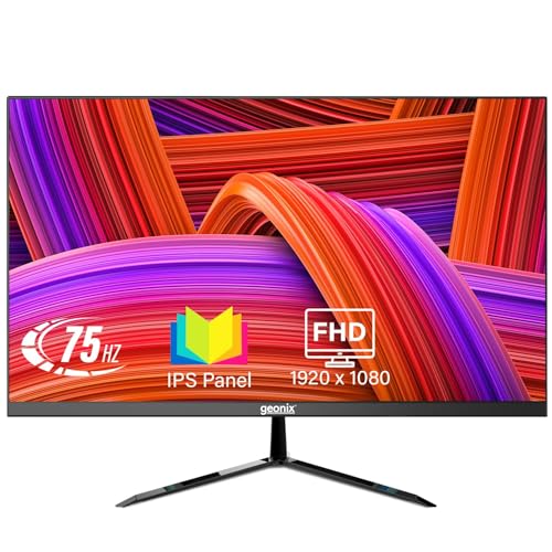 GEONIX 22 Inch PC Monitor, FHD IPS 1920x1080P Monitor 75Hz 100% sRGB 178° Wide Viewing Angle PC Monitor, HDMI VGA Port, Low Blue Light Desktop, 3 Year