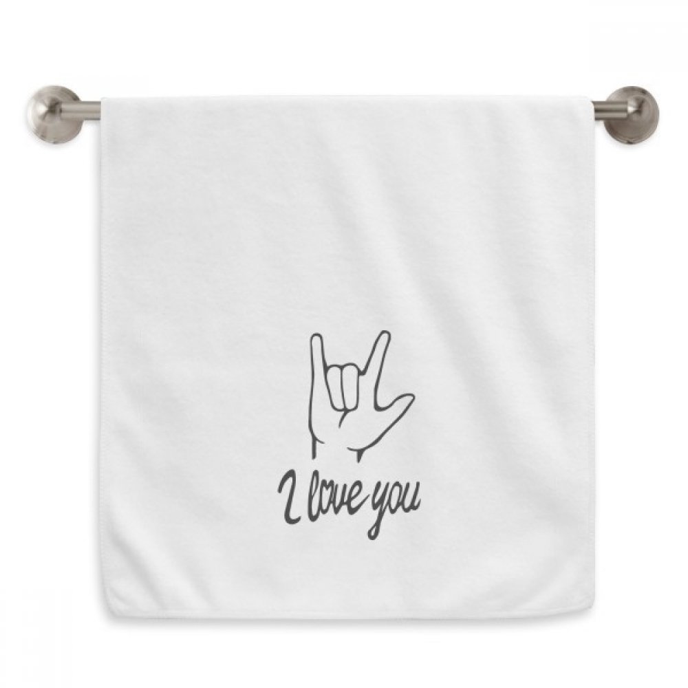 Serviette de toilette blanche I Love You pour la salle de bain