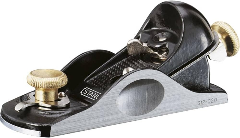 Stanley 1-12-020 Block Plane No. 9, Black/Silver | Hardened Chrome Carbon Alloy Steel Cutters, One-Hand Operation, Adjustable Jaw