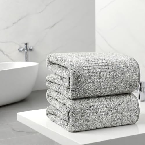 Miniatura 7 de Seisso Toallas De Baño, 2 Paquetes Toallas De Baño De Fibra De Bambú, 90x160 Cm, Toallas De Baño Ultra Suaves, Súper Absorbentes Y De Secado Rápido, Para Hoteles, Spa, Baños, Morado