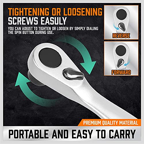 Sedy 42-Pieces Mini Ratchet Screwdriver And Bit Set, Waterproof Case 1/4-Inch Mini Ratchet Screwdriver And S2 Bits Kit With Extension Bit Holder, Pocket Size #TOP5