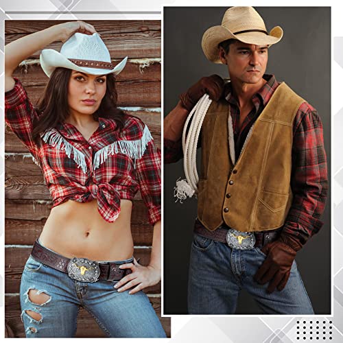 Jadive Western Leather Buckle Belts Cowboy Longhorn Bull Pattern Buckle Belt Floral Engraved Buckle Belt For Men (Coffee, 43 Inch) #TOP5