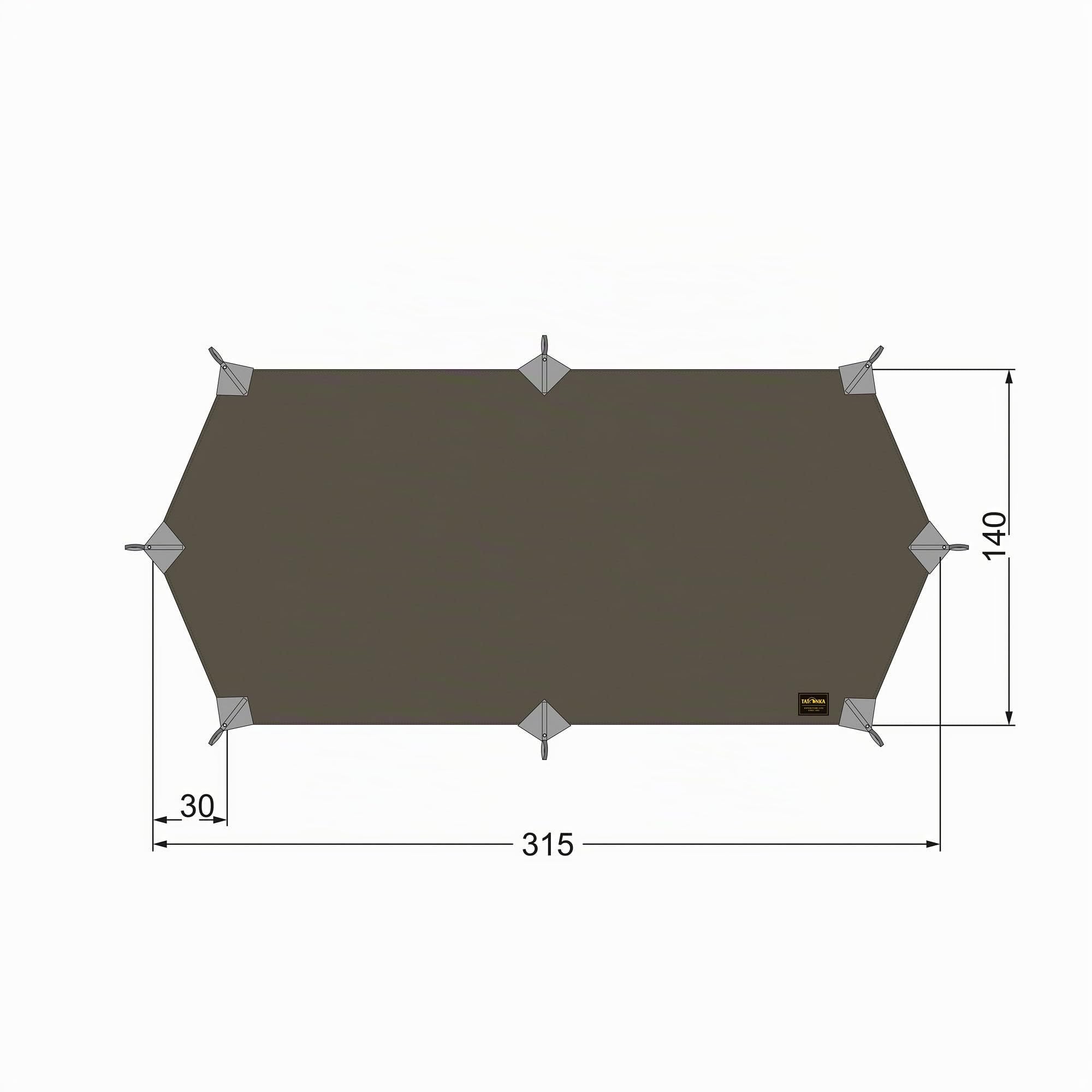 Tatonka Tarp Wing 1 LT - Ultraleichtes, hoch reißfestes Tarp aus silikonbeschichtetem Polyamid - Mit Ösen und Gurtbandschlaufen - Inklusive Abspannleinen und Packbeutel - Maße: 315 x 140 cm