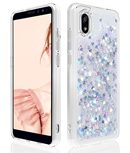 Dzxouui for Alcatel Apprise Case(Cricket),TCL Apprise Case,Girls Women TPU Clear Protective Cover with Moving Quicksand Glitter Cute Phone Cases for Alcatel Apprise(Silver)