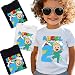Personalized Birthday t-Shirt for boy and Girls with Age and Name, t-Shirts for The All Family, Supplies and Decoration for Childrens Party, Themed Birthday Party White, Black