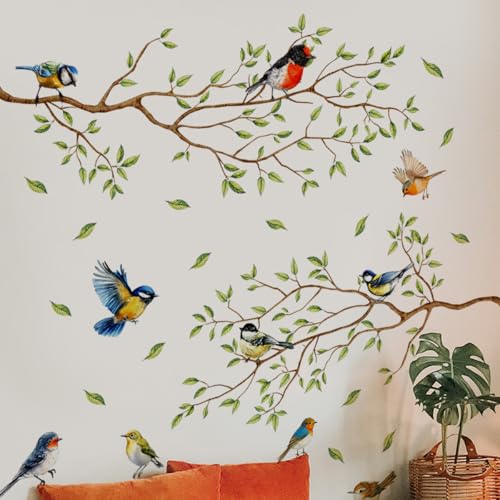 Vinilos decorativos rama con pájaros miniatura 2