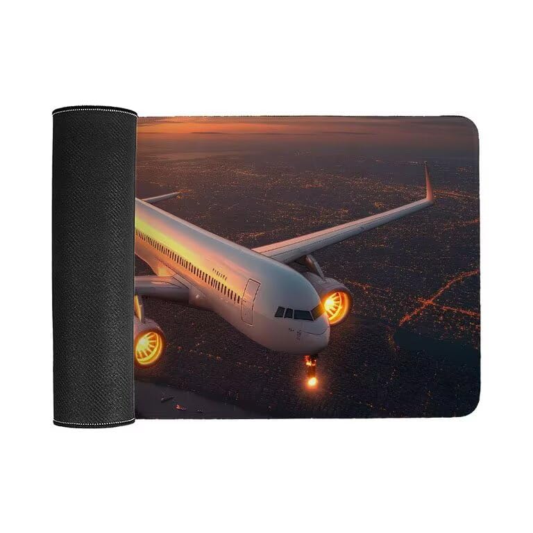 Tappetino Mouse XXL 120 x 60 cm Tappetino Scrivania Gaming Grande, Impermeabile Base in Gomma Antiscivolo, con Bordi Cuciti Mouse Pad, Scrivania Gaming Accessori Tappeto Mouse (aereo) I-285