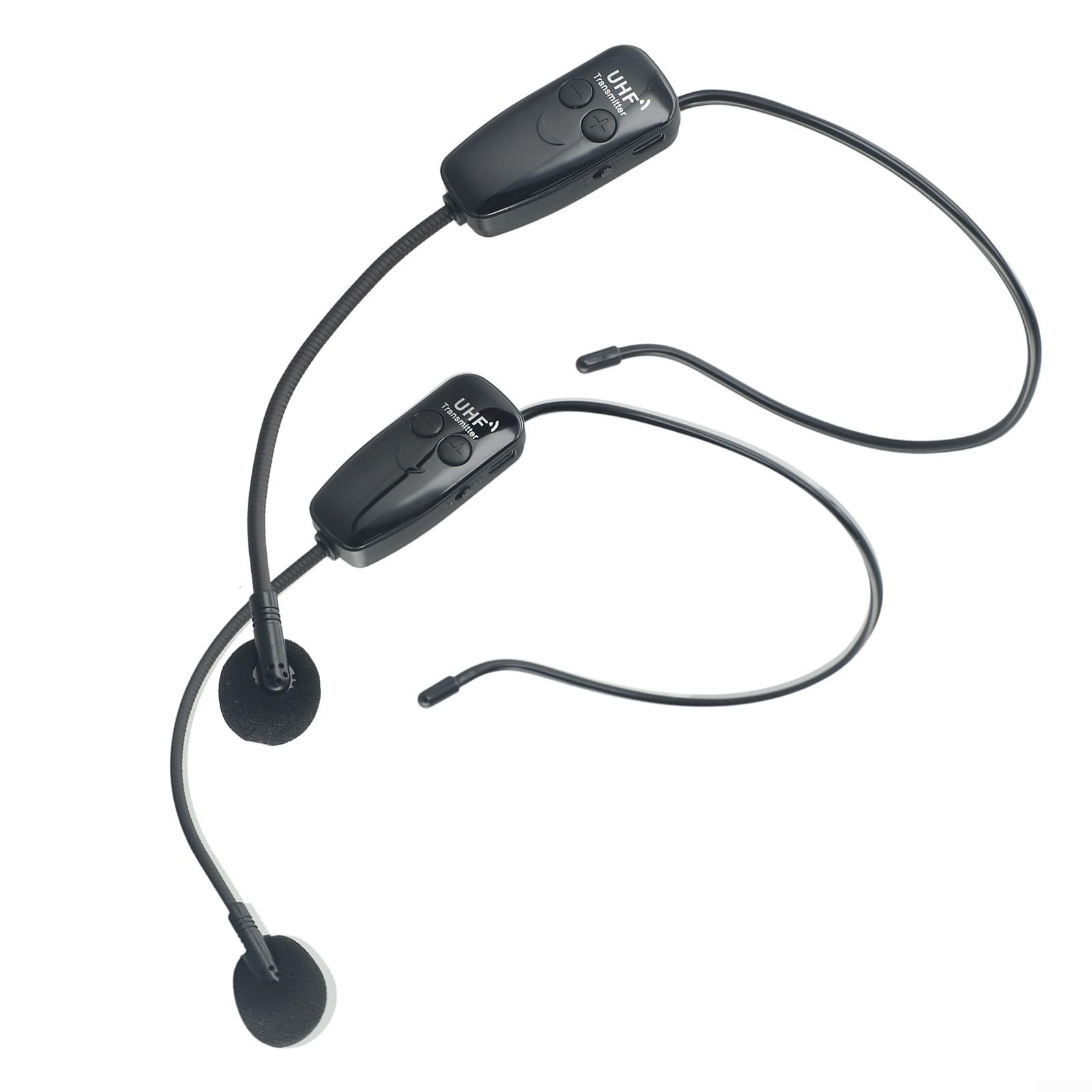 Sistema microfonico wireless UHF, doppio microfono auricolare ricaricabile, portata 50 m, per insegnare lo yoga (U12F)
