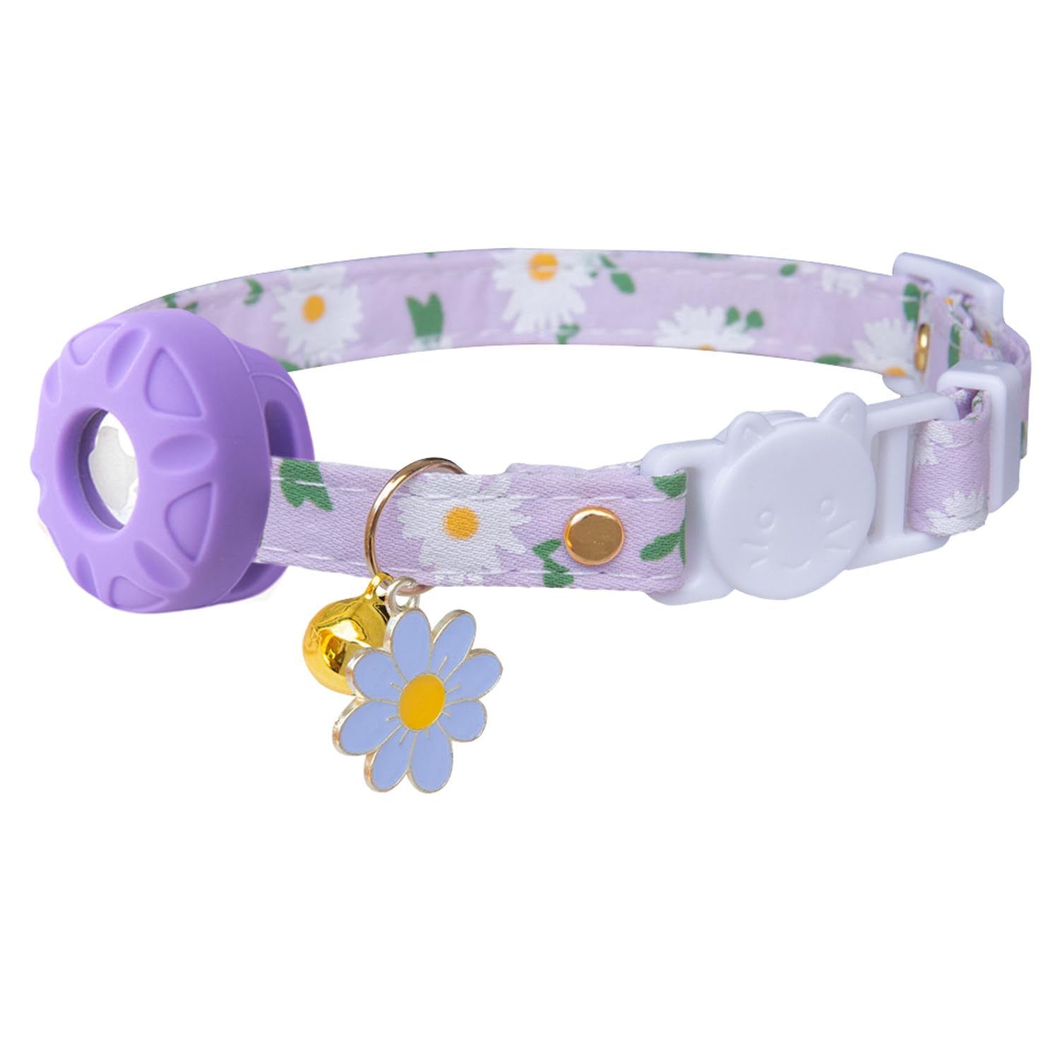 Breakaway Cat Collar with Airtag Holder,Kitten Collar with Apple Air Tag Holder and Bell for Girl Boy Cats, 0.4 Inches in Width and Lightweight. (