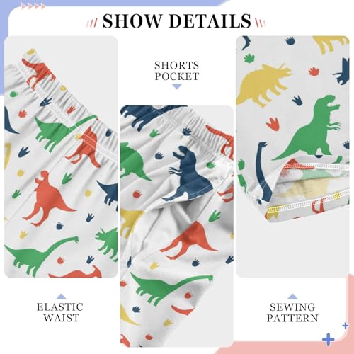 ZZXXB Dinosaur Colorful Pattern Boys Long Pants Soft Trousers Elastic Waist Kids Lounge Bottoms with Pockets S-XL4