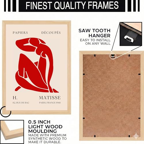 Image of BLINKART Henri Matis Aesthetic Modern Art Walls With Frame | Natural Wood Texture | Living Room Bedroom Office Wall Decoration | Poster Home Decor Frames Wall Bedroom | 12x8 Inches (D236)