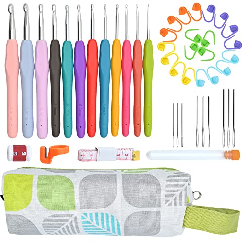 Sciphylia 45Pcs Crochet Ensemble de Tricot Outils en Aluminium Kit Crochet Tricot pour Adultes Débutants Multicolore Aiguilles à Crochet Set Ergonomiques avec 14Pcs Tailles de Crochets, Tournesol Cover