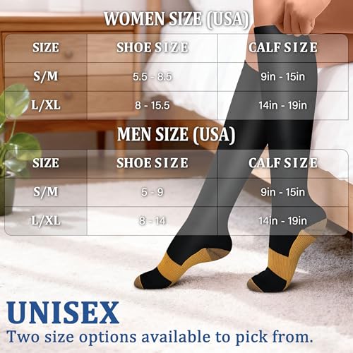 Image of FEYHAY Copper Compression Socks (3 Pairs) 15-20 mmHg Circulation is Best Athletic & Daily for Men & Women, Running, Climbing