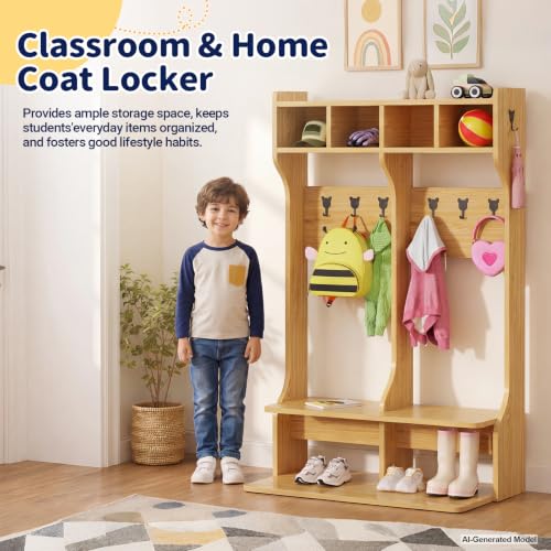 Image of 2-Section Coat Locker with Bench