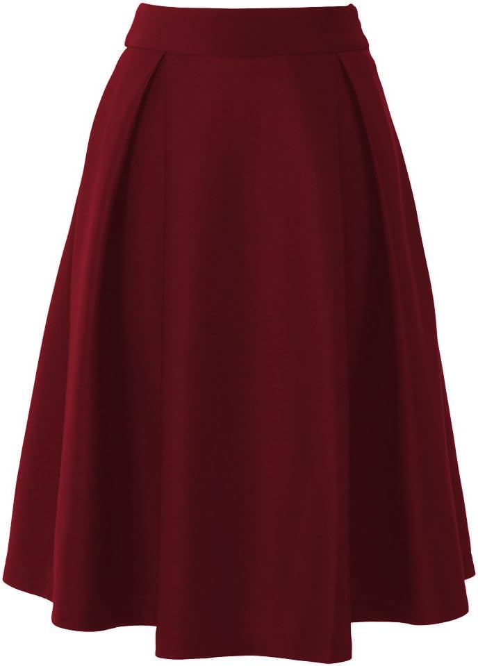 DEWSON Women's Vintage High Waist Full A Line Pleated Swing Dress Midi Skirt