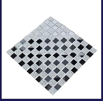 Self-Adhesive Glass Mirror Mosaic Tiles Sticker, Mirror Wall Stickers, Peel Stick Backsplash Tiles, Mirror Tiles for Home Bathroom Kitchen Background Party Decoration DIY Crafts (Mosaic Tile-2 pcs)