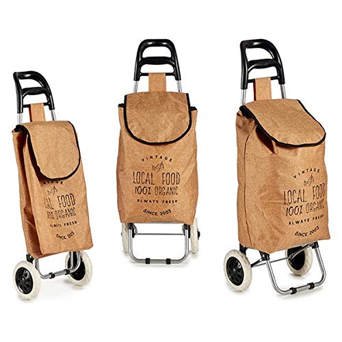 BigBuy Home Local Food Chariot de Courses en métal et Tissu Marron 33 l Cover