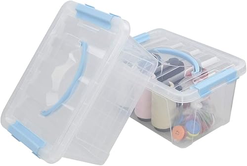 Miniatura 8 de Jekiyo Contenedor de almacenamiento de plástico transparente, caja de cierre de 6 cuartos con tapa, juego de 2, R